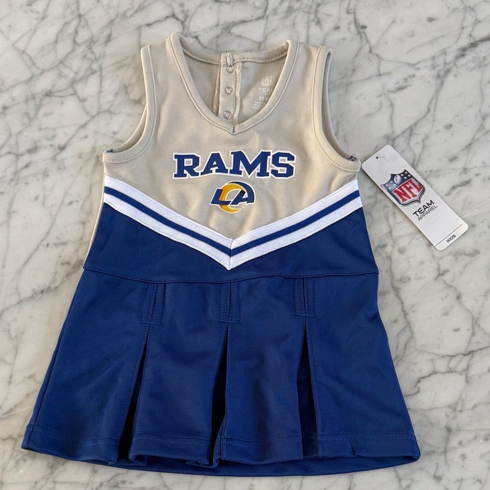NWT Los Angeles Rams Football Toddler Cheer Dress 2T Blue & Cream